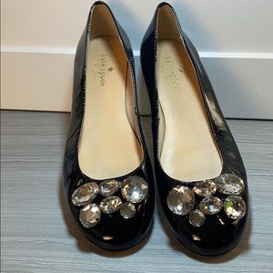 KATE SPADE black patent jewel ballerina flat 6M